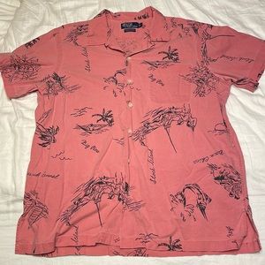 Polo Ralph Lauren. X-Large. Pink/black. Short sleeve button. 100% cotton